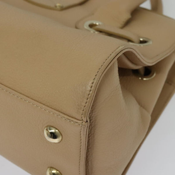 Jimmy Choo Hand Bag Leather Beige Gold Auth bs28764
