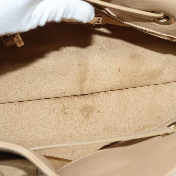 Jimmy Choo Hand Bag Leather Beige Gold Auth bs28764