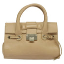 Jimmy Choo Hand Bag Leather Beige Gold Auth bs28764-13
