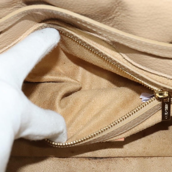 Jimmy Choo Hand Bag Leather Beige Gold Auth bs28764