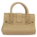 Jimmy Choo Hand Bag Leather Beige Gold Auth bs28764-2