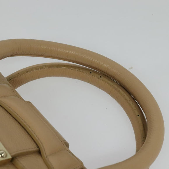 Jimmy Choo Hand Bag Leather Beige Gold Auth bs28764