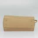 Jimmy Choo Hand Bag Leather Beige Gold Auth bs28764-5