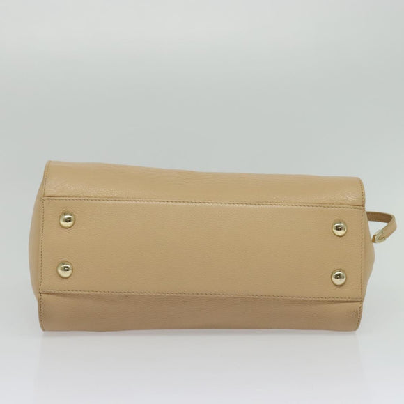 Jimmy Choo Hand Bag Leather Beige Gold Auth bs28764