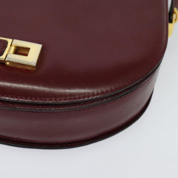 BALLY Shoulder Bag Leather Red Gold Auth bs28765