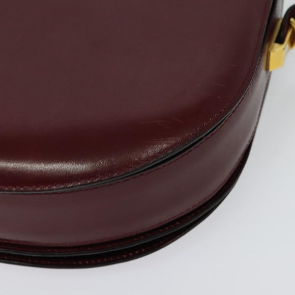 BALLY Shoulder Bag Leather Red Gold Auth bs28765