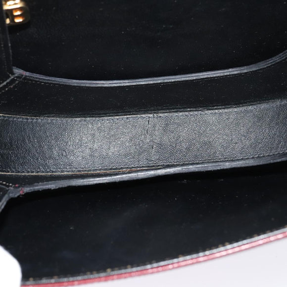 BALLY Shoulder Bag Leather Red Gold Auth bs28765