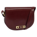 BALLY Shoulder Bag Leather Red Gold Auth bs28765-1
