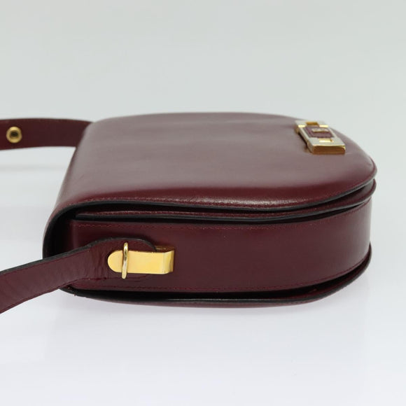BALLY Shoulder Bag Leather Red Gold Auth bs28765