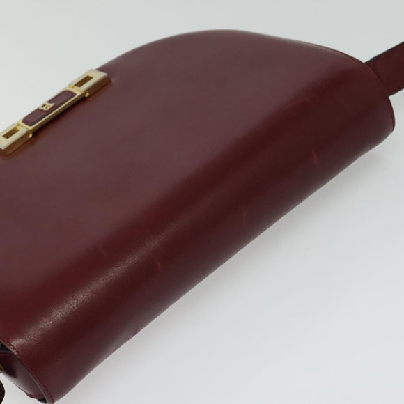 BALLY Shoulder Bag Leather Red Gold Auth bs28765