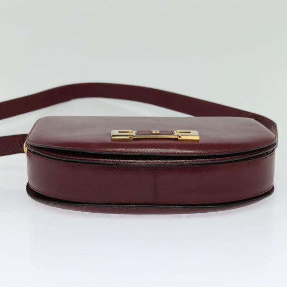 BALLY Shoulder Bag Leather Red Gold Auth bs28765