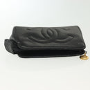 CHANEL Pouch Caviar Skin Black Gold CC Auth bs28771-6