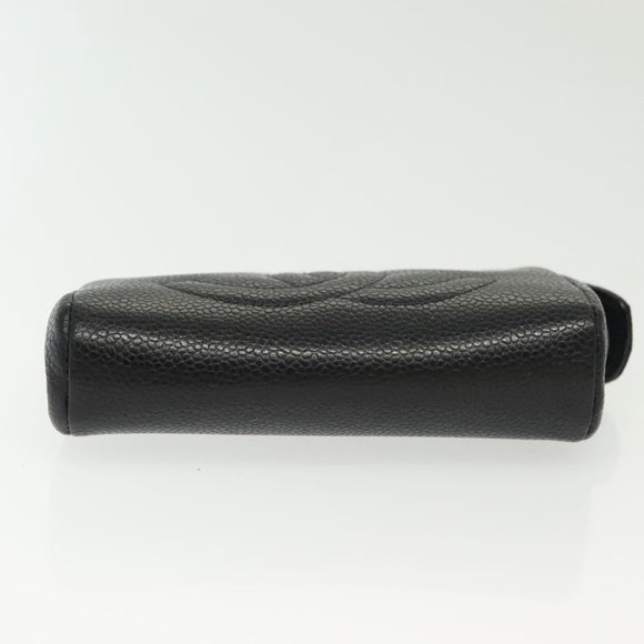 CHANEL Pouch Caviar Skin Black Gold CC Auth bs28771