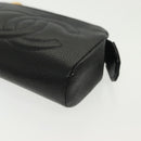 CHANEL Pouch Caviar Skin Black Gold CC Auth bs28771-9