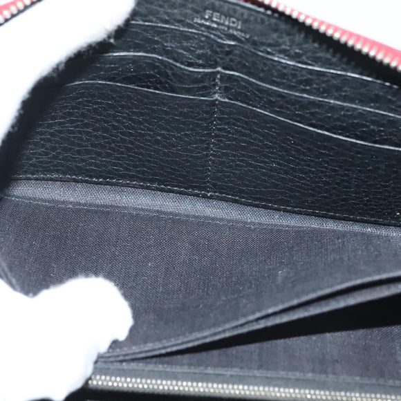 FENDI Long Wallet Leather Red Auth bs28774