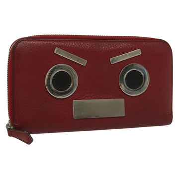 FENDI Long Wallet Leather Red Auth bs28774