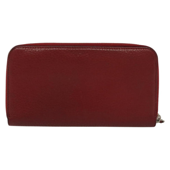 FENDI Long Wallet Leather Red Auth bs28774