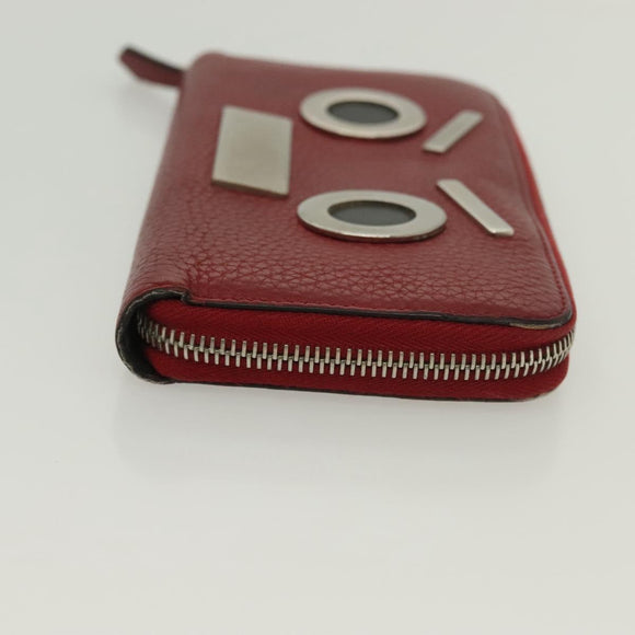 FENDI Long Wallet Leather Red Auth bs28774