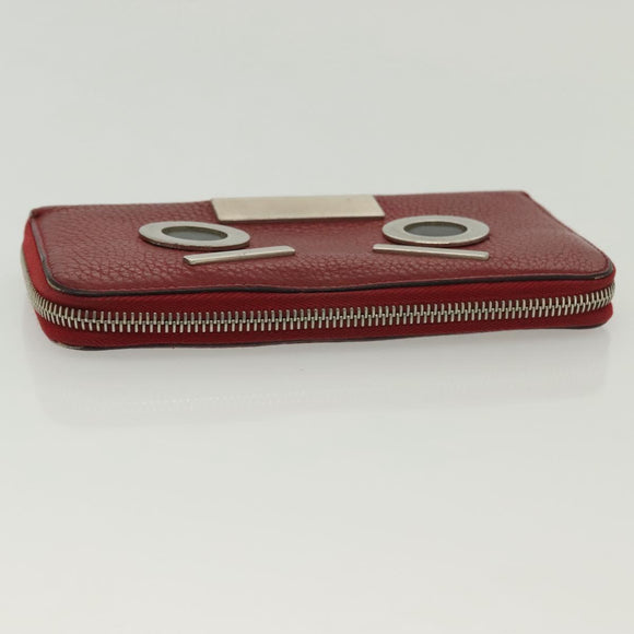 FENDI Long Wallet Leather Red Auth bs28774