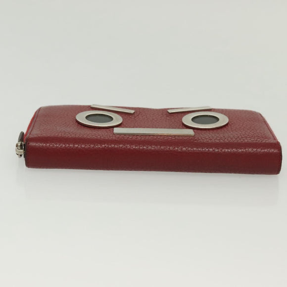 FENDI Long Wallet Leather Red Auth bs28774