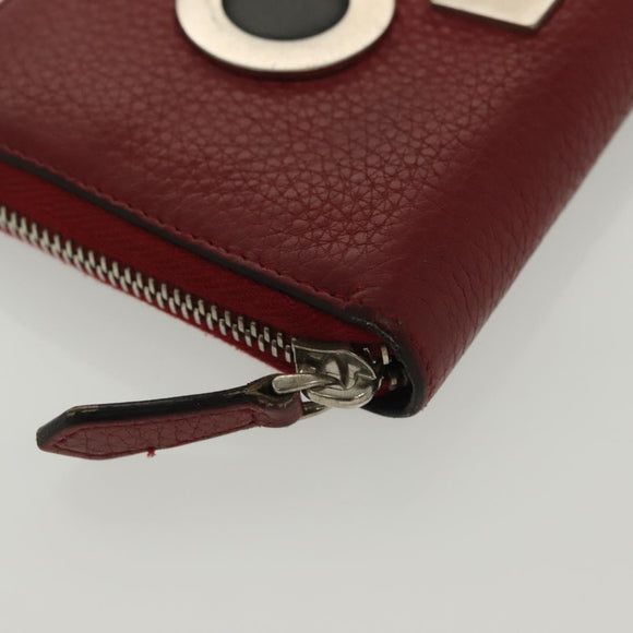 FENDI Long Wallet Leather Red Auth bs28774