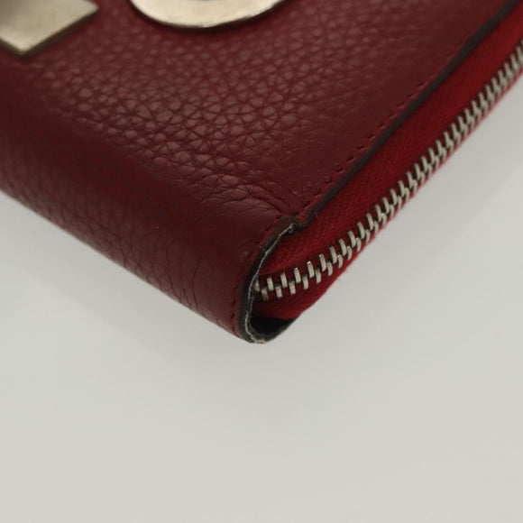 FENDI Long Wallet Leather Red Auth bs28774