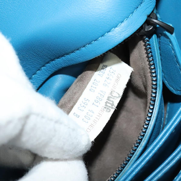 BOTTEGA VENETA INTRECCIATO Shoulder Bag Leather Blue Auth bs28779