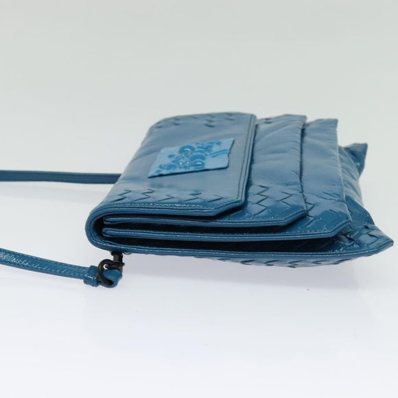 BOTTEGA VENETA INTRECCIATO Shoulder Bag Leather Blue Auth bs28779