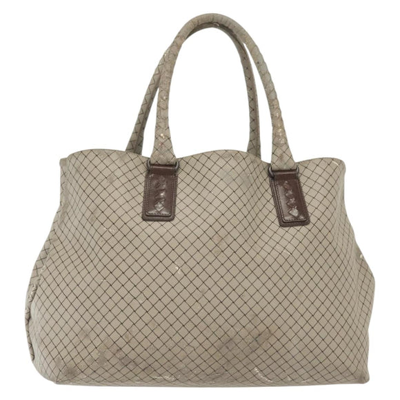 BOTTEGA VENETA Tote Bag PVC Leather Gray Auth bs28782