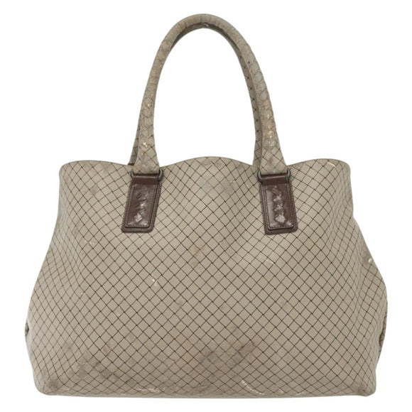 BOTTEGA VENETA Tote Bag PVC Leather Gray Auth bs28782