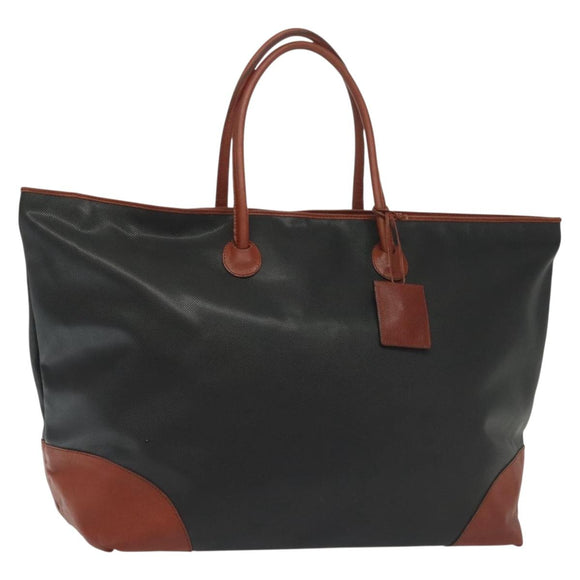 BOTTEGA VENETA Boston Bag Leather Black Brown gold Auth bs28783