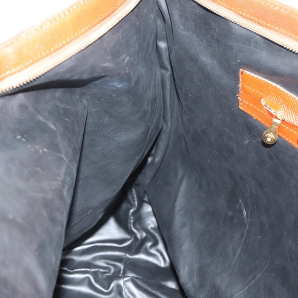 BOTTEGA VENETA Boston Bag Leather Black Brown gold Auth bs28783