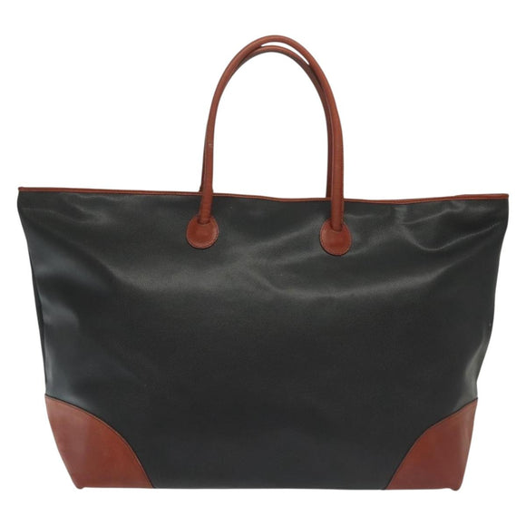 BOTTEGA VENETA Boston Bag Leather Black Brown gold Auth bs28783