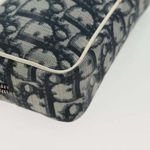 Christian Dior Trotter Canvas Pouch PVC Navy Silver Auth bs28793