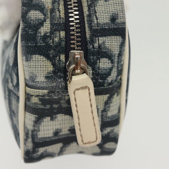Christian Dior Trotter Canvas Pouch PVC Navy Silver Auth bs28793