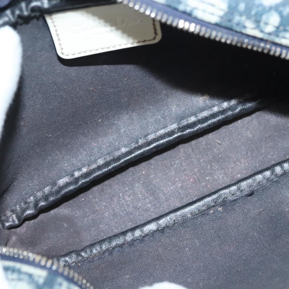 Christian Dior Trotter Canvas Pouch PVC Navy Silver Auth bs28793