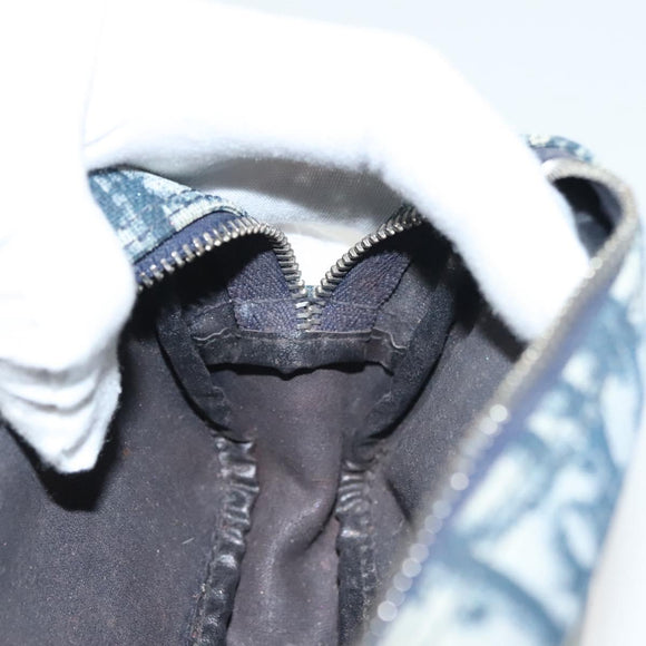 Christian Dior Trotter Canvas Pouch PVC Navy Silver Auth bs28793