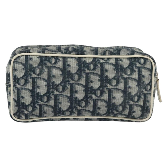 Christian Dior Trotter Canvas Pouch PVC Navy Silver Auth bs28793