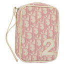 Christian Dior Trotter Canvas Pouch PVC Pink Silver Auth bs28794-1
