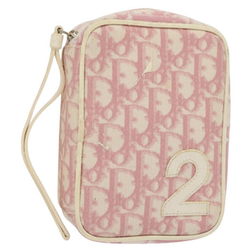 Christian Dior Trotter Canvas Pouch PVC Pink Silver Auth bs28794