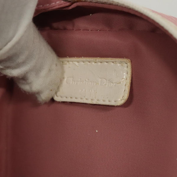 Christian Dior Trotter Canvas Pouch PVC Pink Silver Auth bs28794