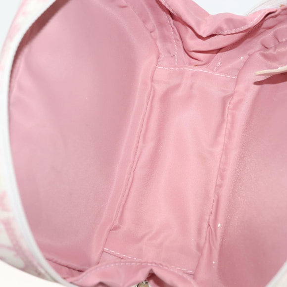 Christian Dior Trotter Canvas Pouch PVC Pink Silver Auth bs28794