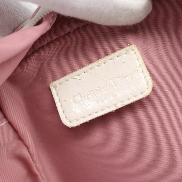 Christian Dior Trotter Canvas Pouch PVC Pink Silver Auth bs28794