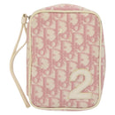 Christian Dior Trotter Canvas Pouch PVC Pink Silver Auth bs28794-13