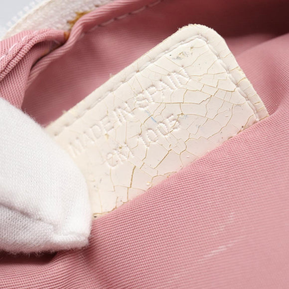 Christian Dior Trotter Canvas Pouch PVC Pink Silver Auth bs28794