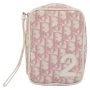 Christian Dior Trotter Canvas Pouch PVC Pink Silver Auth bs28794-13