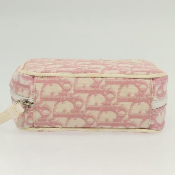 Christian Dior Trotter Canvas Pouch PVC Pink Silver Auth bs28794