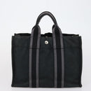 HERMES Tote Bag Canvas 2 Set Black Auth bs28801-10