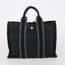 HERMES Tote Bag Canvas 2 Set Black Auth bs28801-11