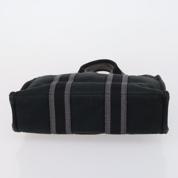 HERMES Tote Bag Canvas 2 Set Black Auth bs28801